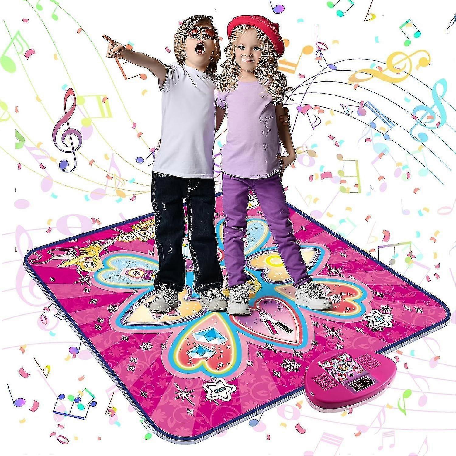 צעצועי מזרן ריקוד לילדים, 7 מצבי משחק כרית ריקוד אלקטרונית נסיכה עם אורות LED, צעצוע משחק ריקוד מוסיקה מתנות יום הולדת לחג המולד לבנות גיל 3 4 5