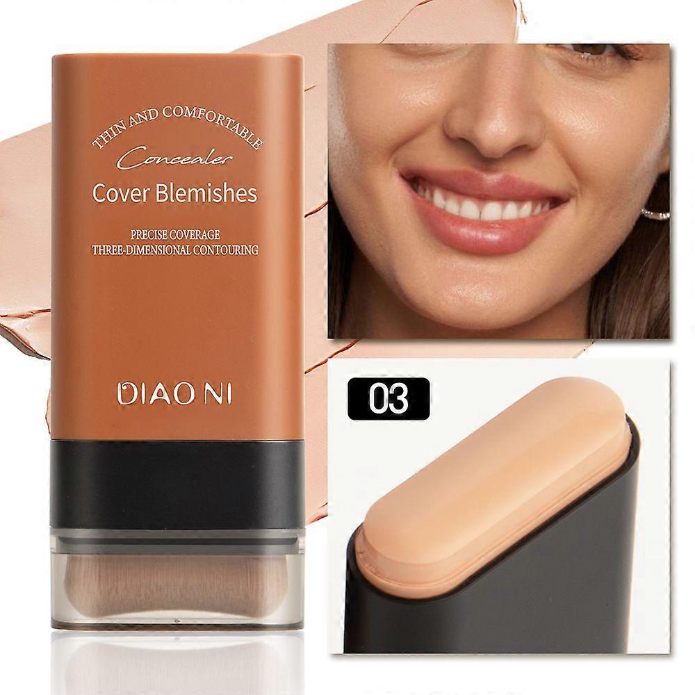 Flawless Eraser Foundation Stick, Moisturizing Lightweight Foundation Stick with Brush, Multi-Purpose Foundation Stick, Covers Blemishes, Suitable for