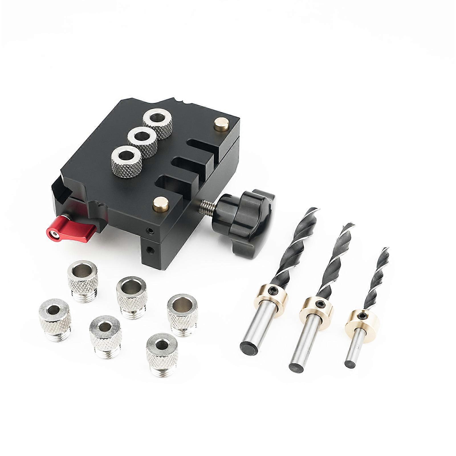 Pocket Hole Puncher Jig Ρυθμιζόμενος οδηγός τρυπανιού κατάλληλος για διάτρηση πείρου ξύλου 8/10/15mm με εντοπισμό κλιπ τοποθέτησης