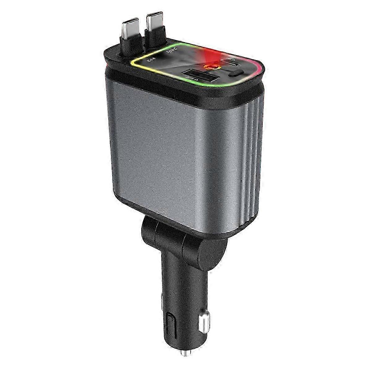 4 In1 Retractable Car Charger with USB Fast Charging Cable