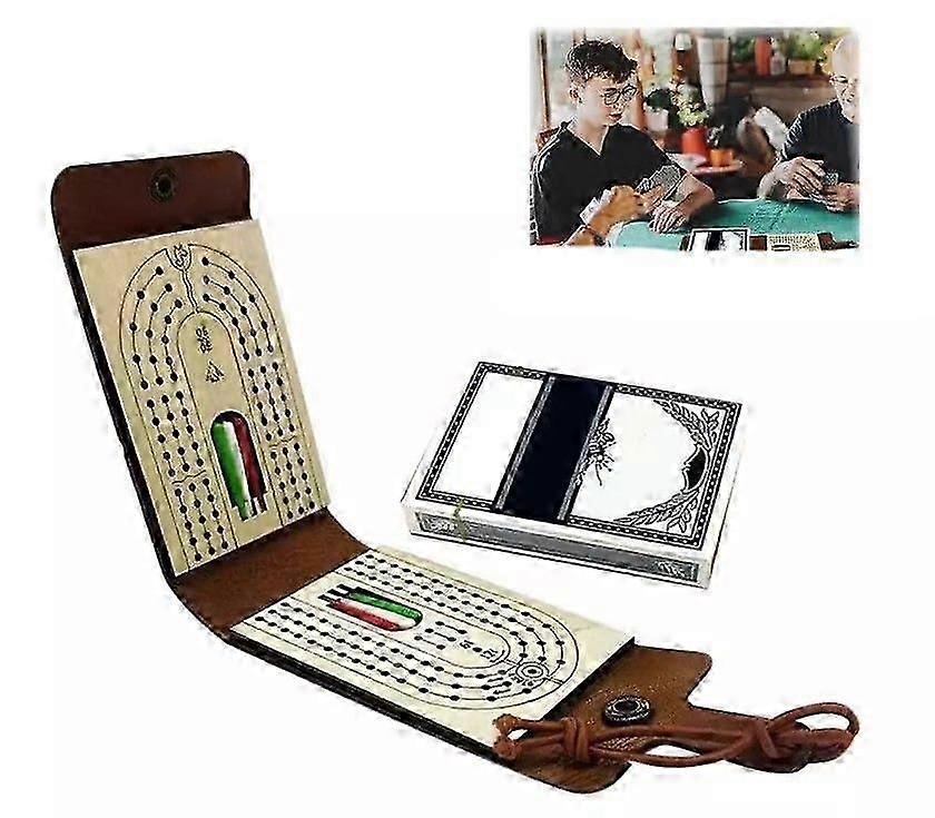 Cribbage Board Game Set, 2025 New Travel Cribbage Board with Playing Card Games