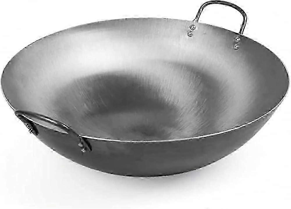Wok Big Heavy Wok in hand-hammered carbon steel (round bottom) Woks & Stir-fry Pans-50cm