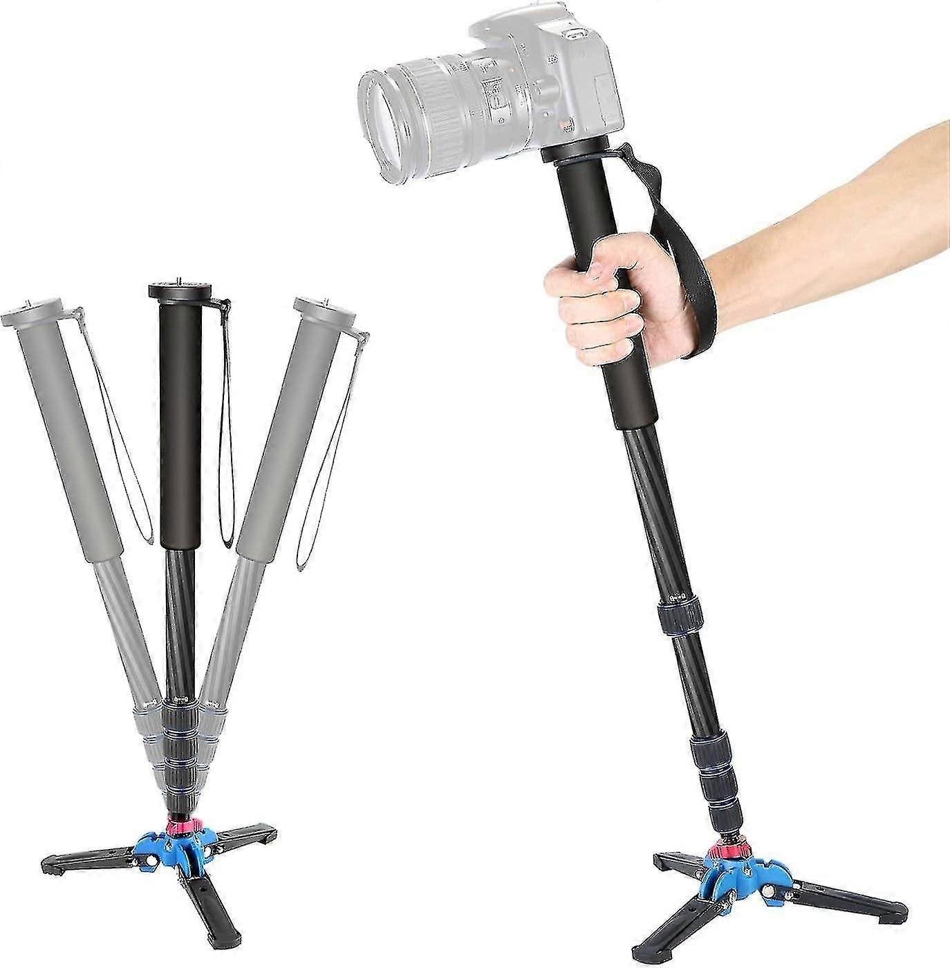 Extendable Camera Carbon Fiber Monopod With Removable Foldable Tripod Support Base