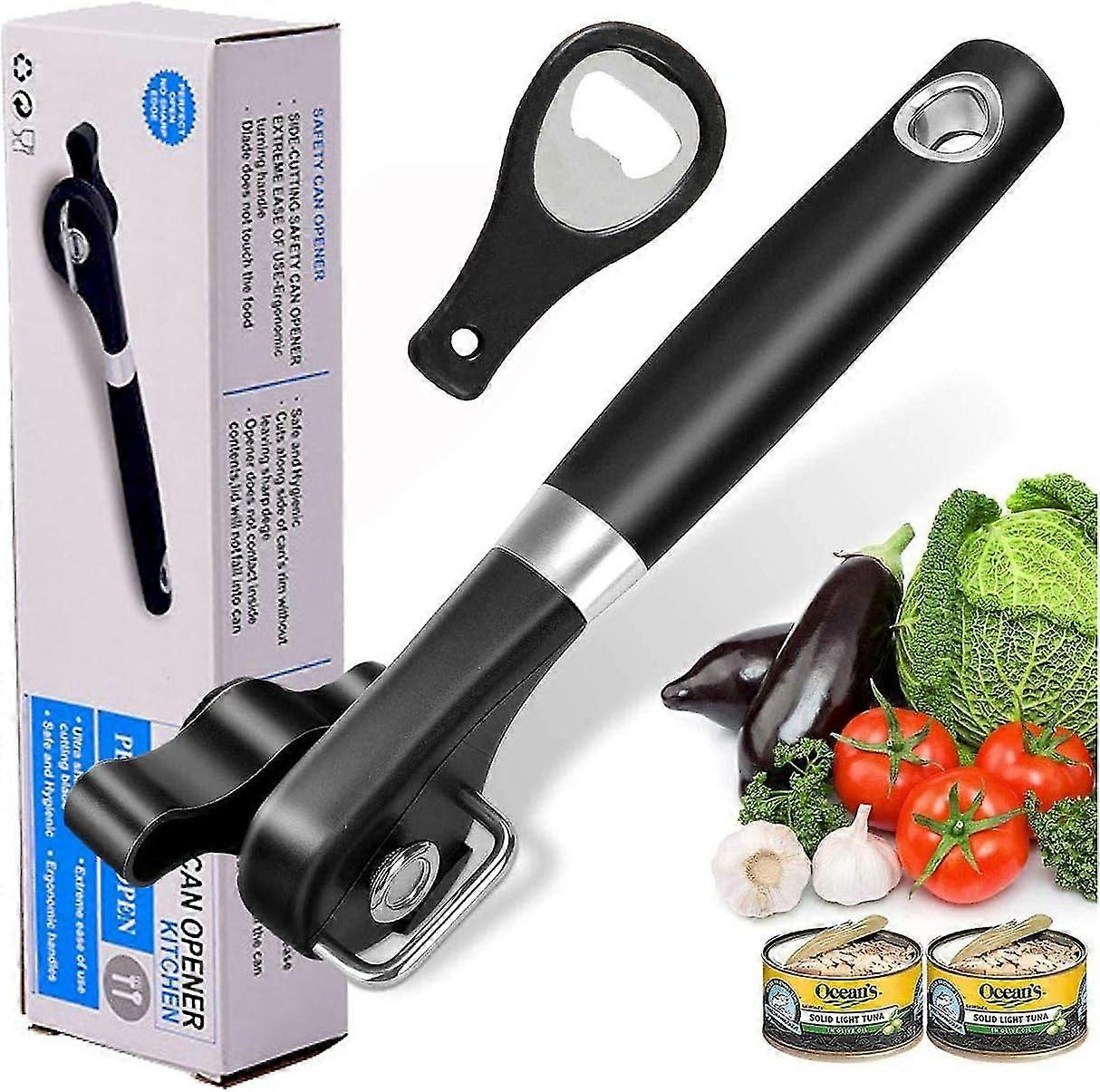 Safe Cut Can Opener, Smooth Edge Can Opener Ergonomic Handle, Manual Can Opener, Food Grade Stainless Steel Cutting Can