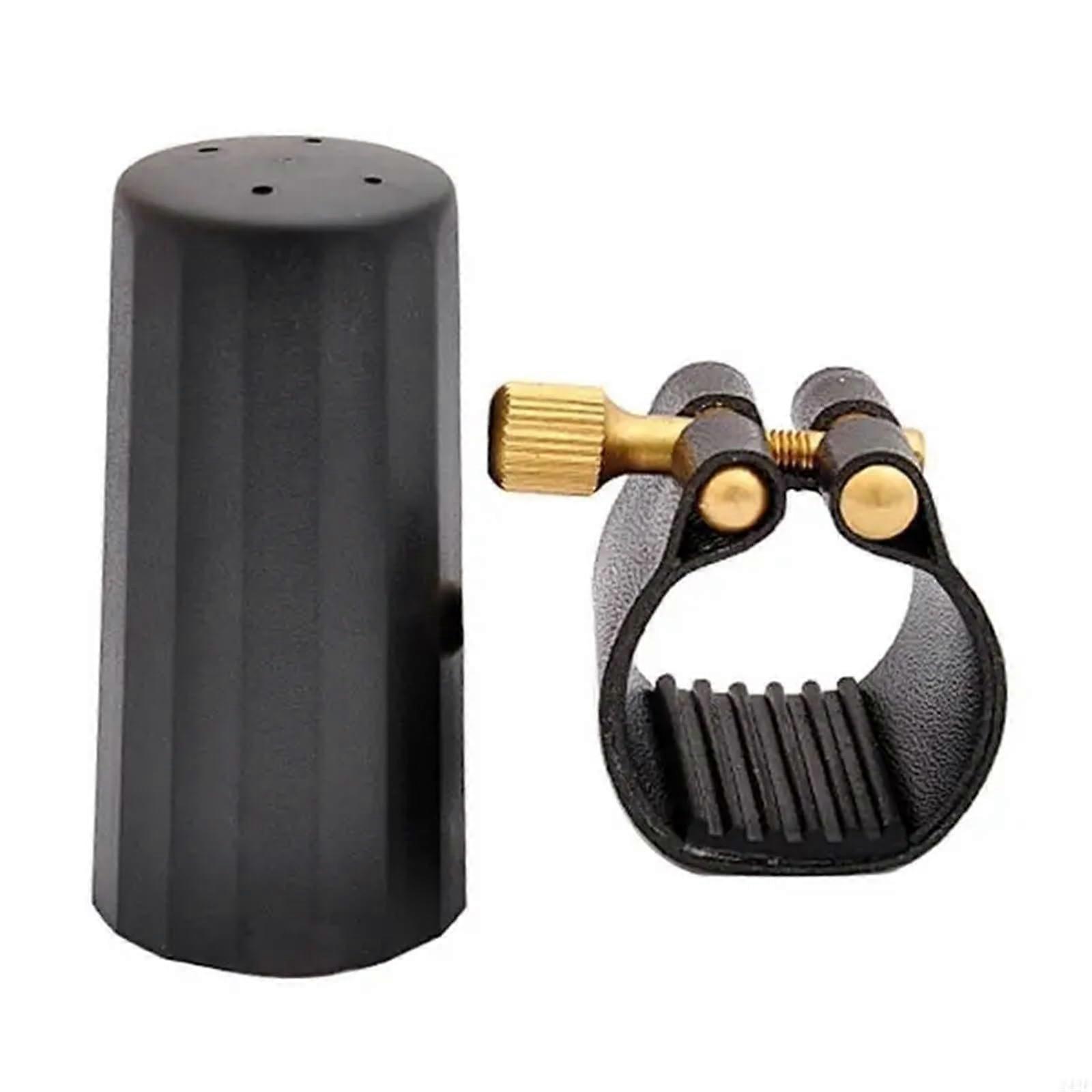 Saxophone Ligature 2-Pack For Alto Sax Leather Ligature With Clip Buckle Rubber Mouthpiece Compatible