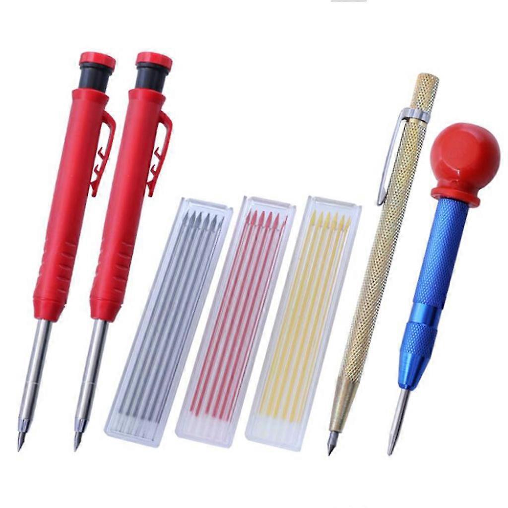 Solid Carpenter Pencil Set Deep Hole Positioning for Carpenter Construction Refill Cutting Ruler Metal Wood Marking Tool