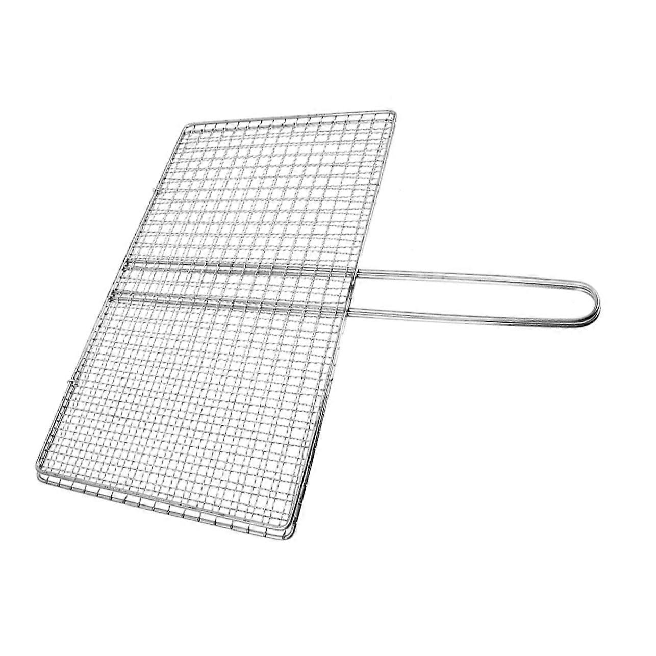 Portable Grill Basket Stainless Steel With Handle Mesh Grid Style For Campfire Cooking Fish Meat Vegetables Shrimp