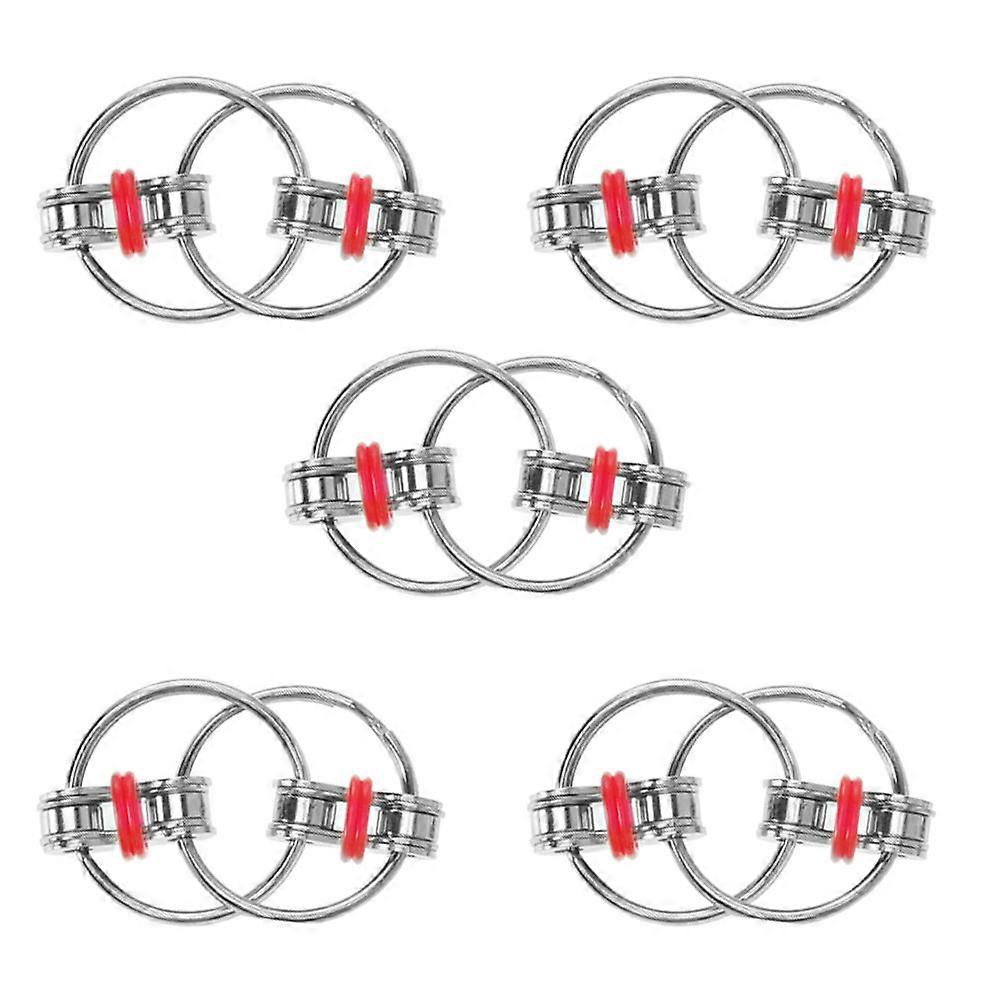 5pcs Stainless Steel Chain Decompression Toys for Portable Anxiety Relief, Fun Keychain Accessories for Relaxation and Entertainment, Random Color