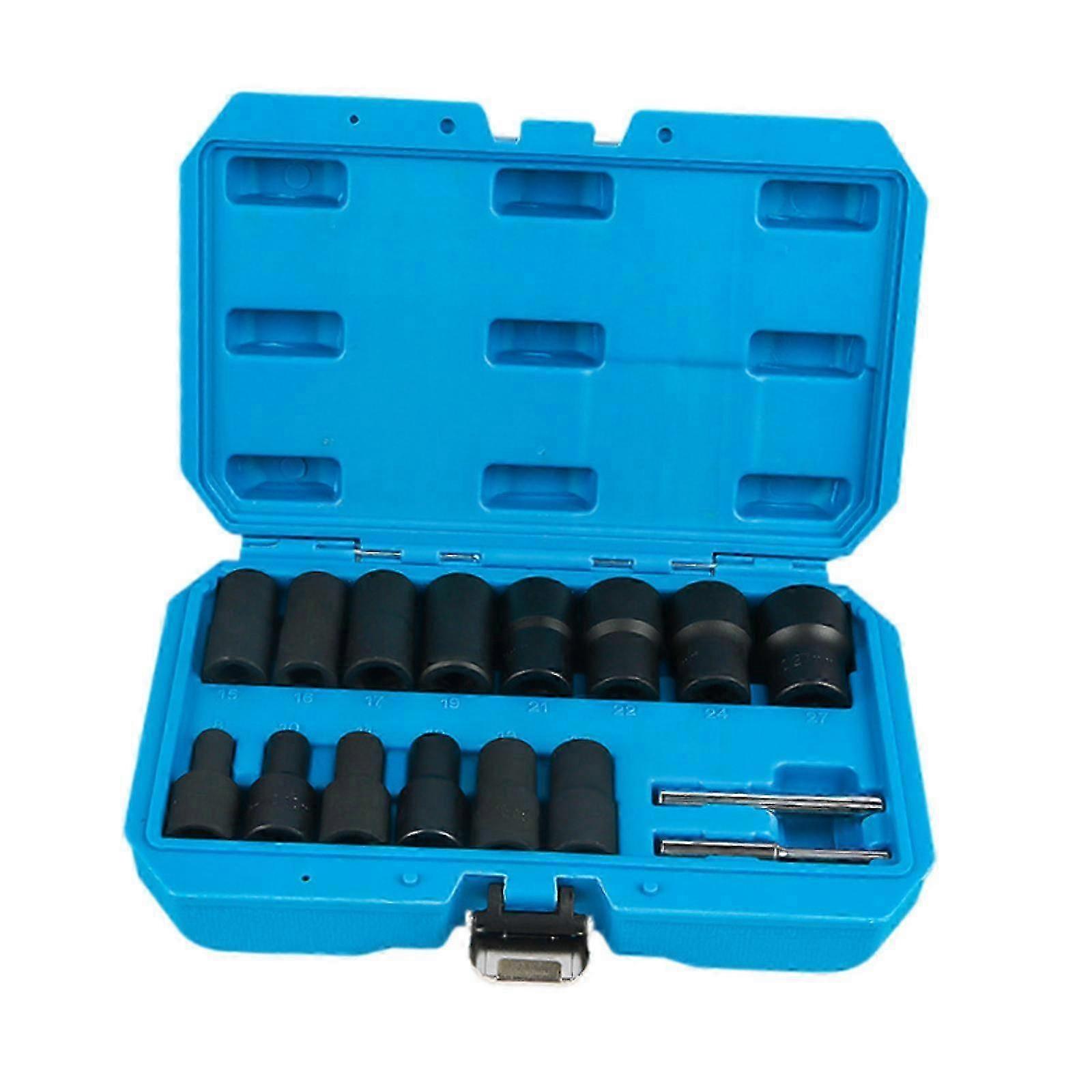16-Piece Damaged Bolt Extractor Tool Kit for Removing Broken Nuts and Extraction Sockets for Vehicles