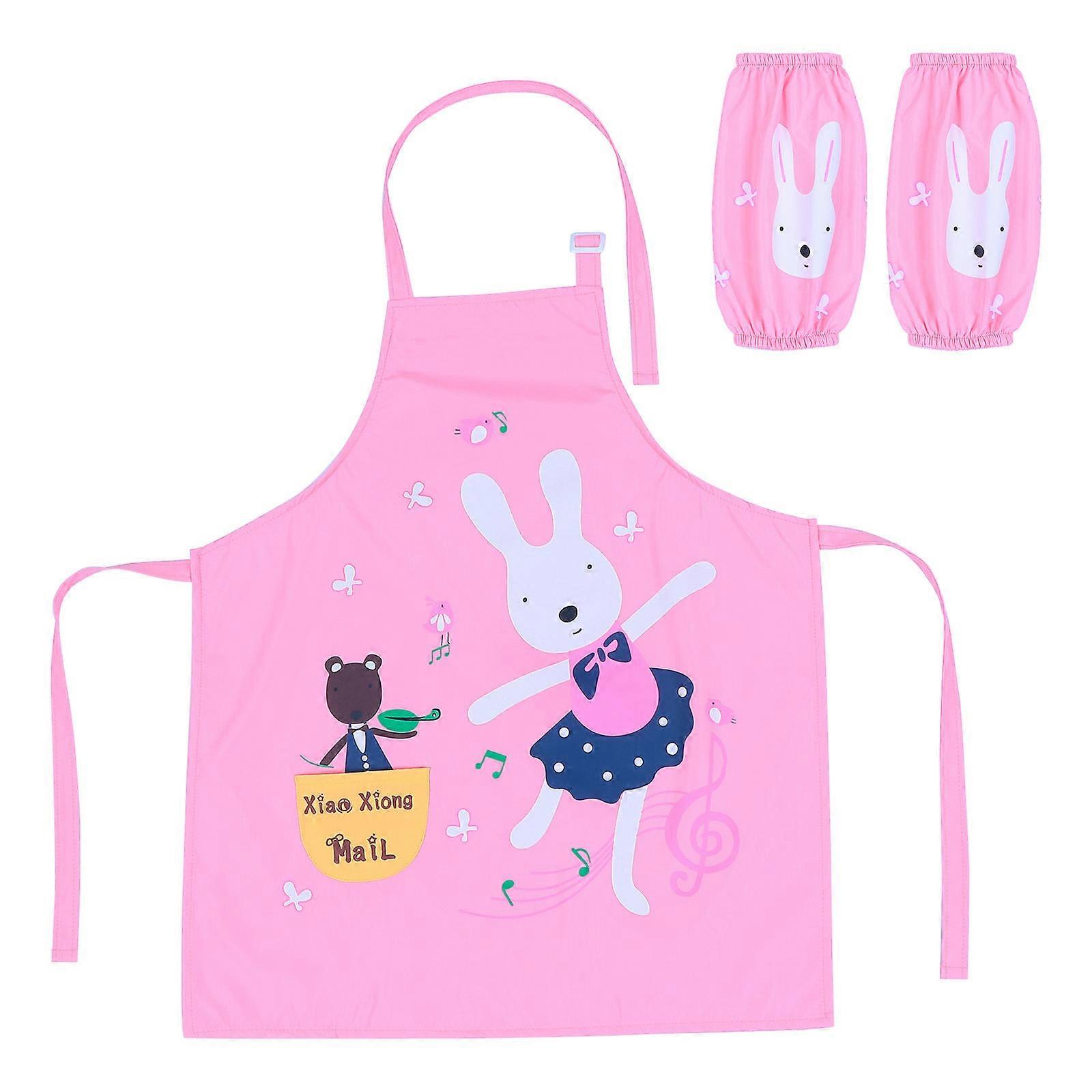 Polyester Kids Painting Smock 1Set Assorted Color Adjustable Fit for Children