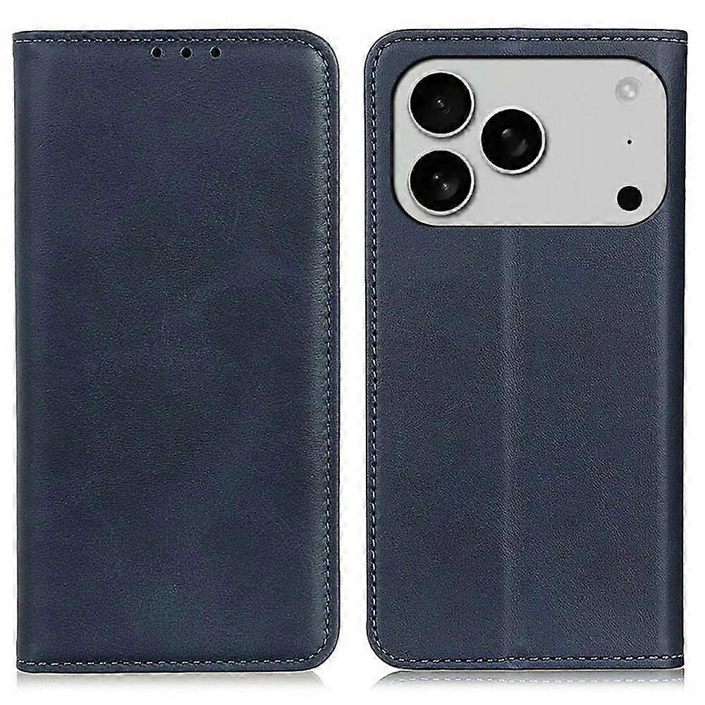 For iPhone 17 Pro Max Case Split Leather Flip Wallet Phone Cover - Blue