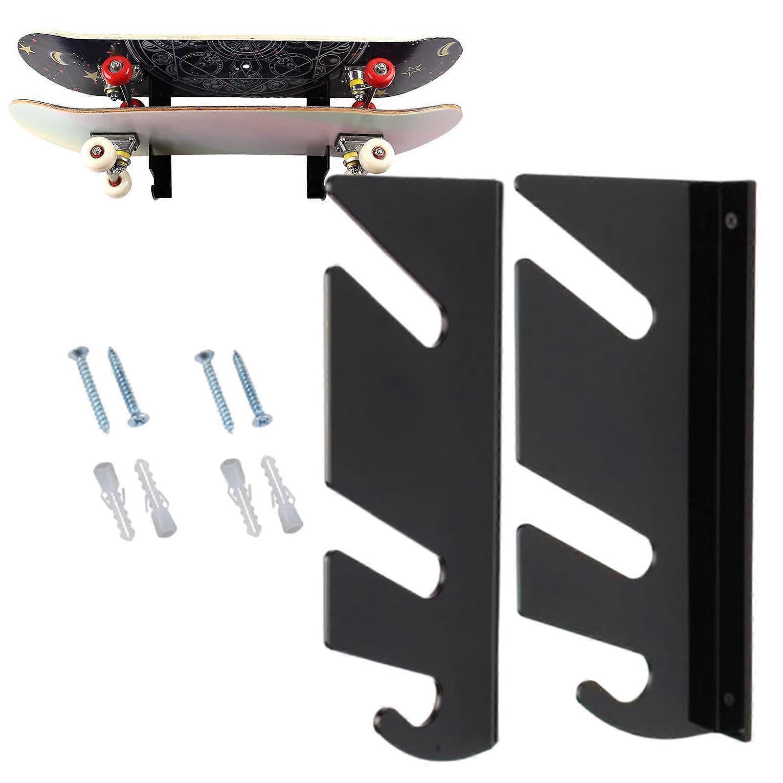 Skateboard Wall Mount Holder Acrylic With Storage Hooks 1 Pair For Garage Display Clear
