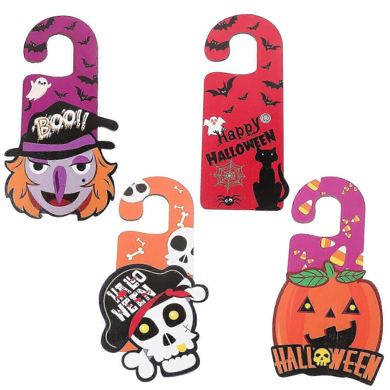 4pcsハロウィーン木製ドアハンガーサインクリエイティブデコレーション