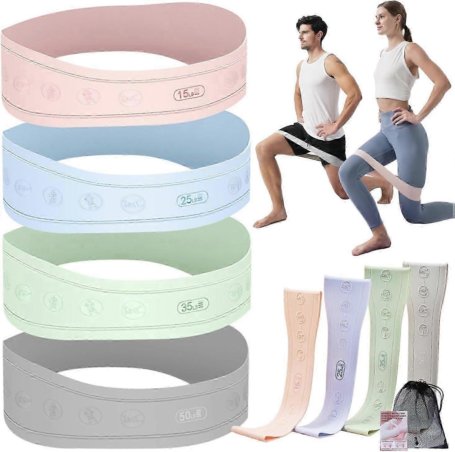 Exercise Bands Resistance Bands Set, Workout Bands Resistance Bands For Legs Elastic Working Out Bands Set of 4