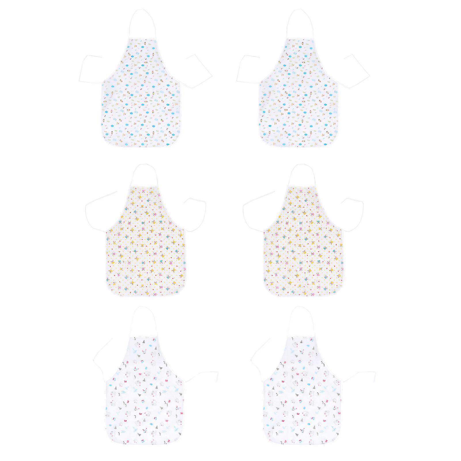 Unisex Cooking Apron Cartoon Pattern Waterproof Oil Proof Easy to Clean 68x46.5cm 6Set