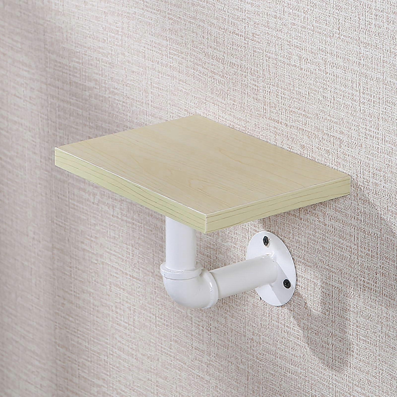Wallmounted floating shelf with iron bracket 20x15 cm Maplewhite