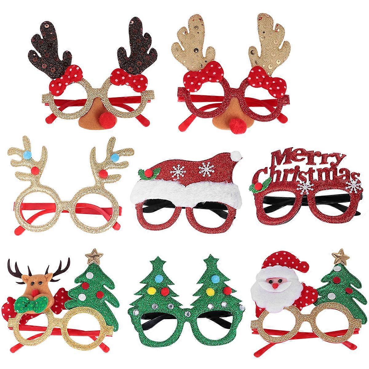Party Paper Eyeglasses Novel and Funny Shape Glasses Frame Red Green Christmas Decorative Props 8Pcs