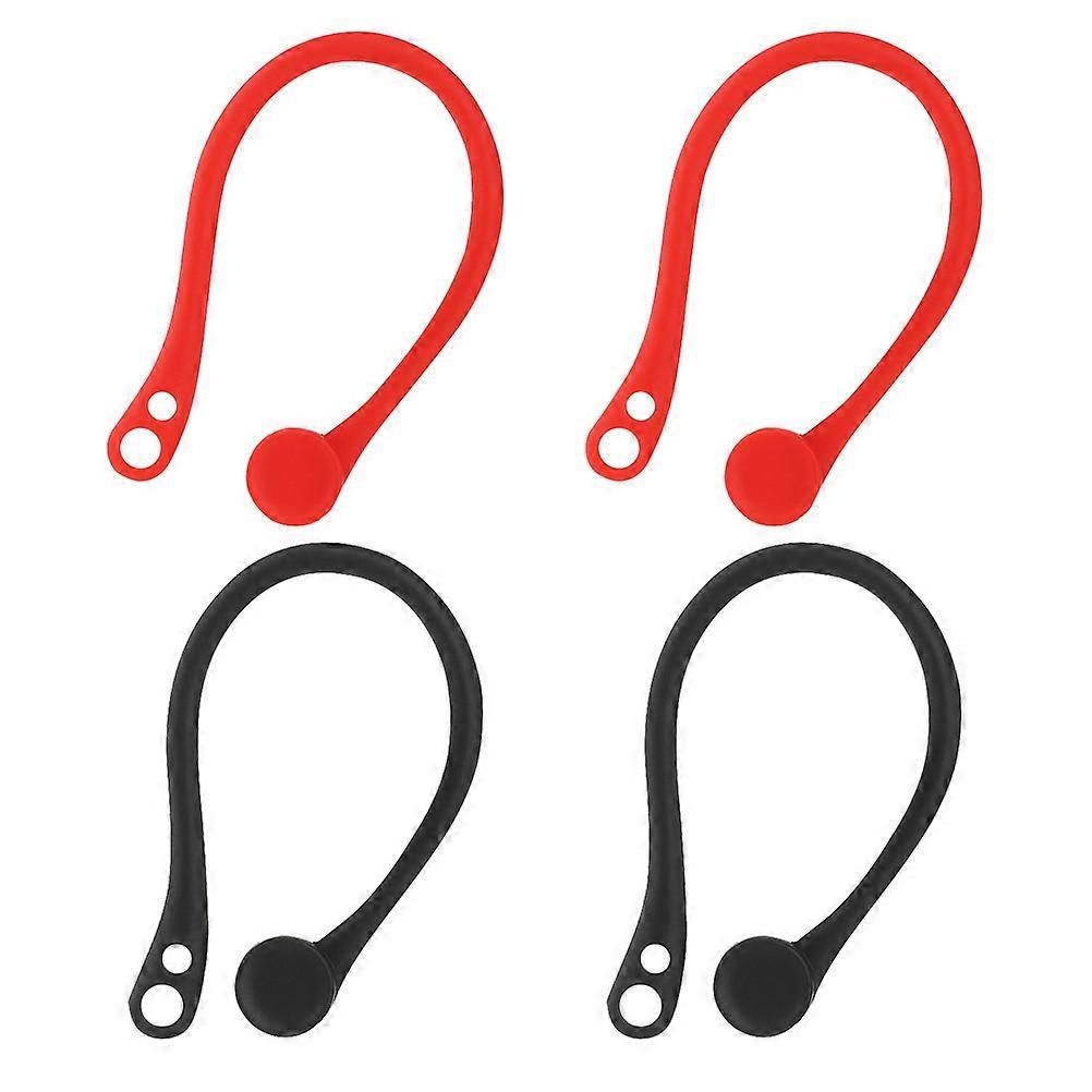 Earbuds Hook Anti Lost Secure Fit Prevent Falling Out 2Pairs Compatible with AirPods for Running Jogging Cycling Red Black