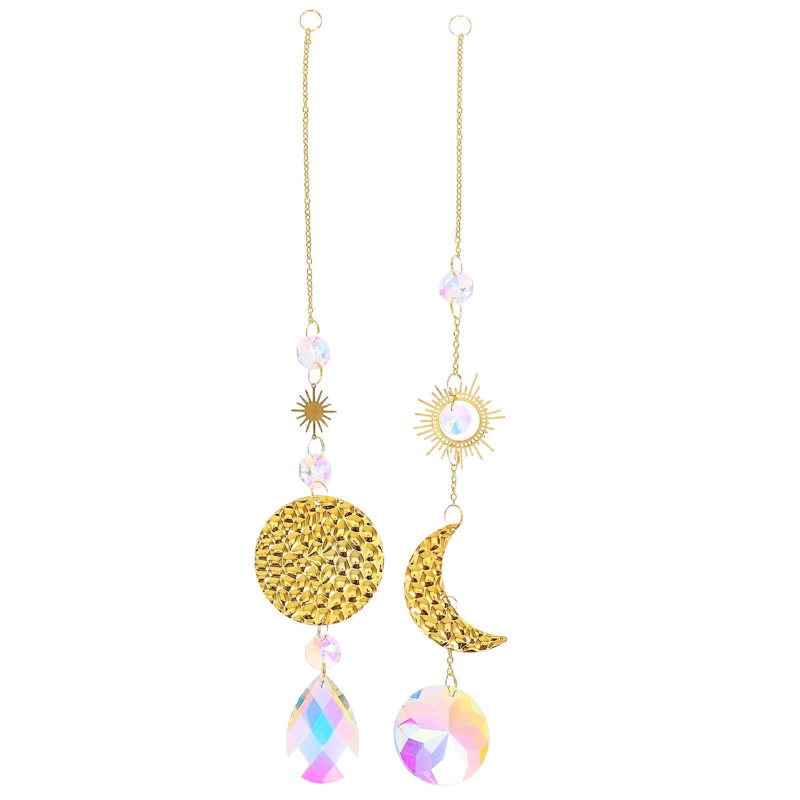 Hanging Crystal Sun Catchers Transparent Prisms for Window Decor Stars and Moon Design for Home, Office, Gardens, and Parties Light Refracting