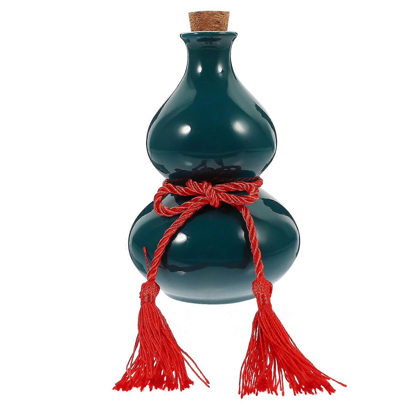 Elegant Peacock Green Gourd Wine Holder – Decorative Multi Use Container for Wine Lovers, Home Entertainment & Unique Gourd Decor