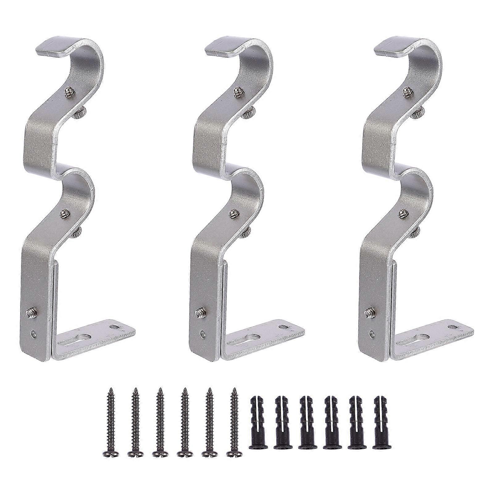 Drapery Rod Brackets Iron Rectangular Design Store Accessories 3Pack