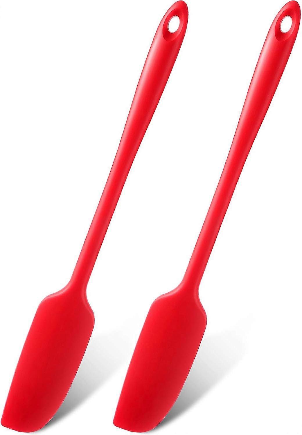 2-Piece Long Handle Silicone Spatulas, Heat-Resistant, Non-Stick