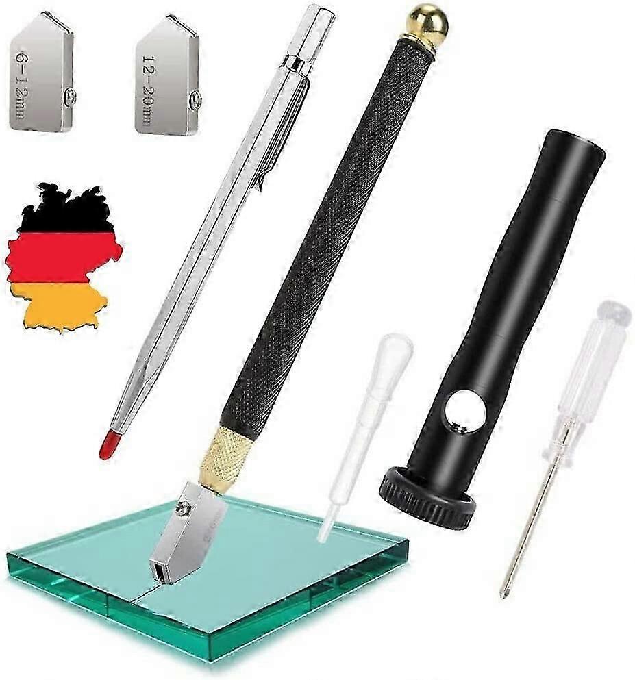 7 x Glass Cutter & Tile Cutter Set, Professional Glass Cutter Diamond Tip Metal Cutting Tool ,Carbide Tip for Glass Cutting / Tiles / Mirrors / Mosaic