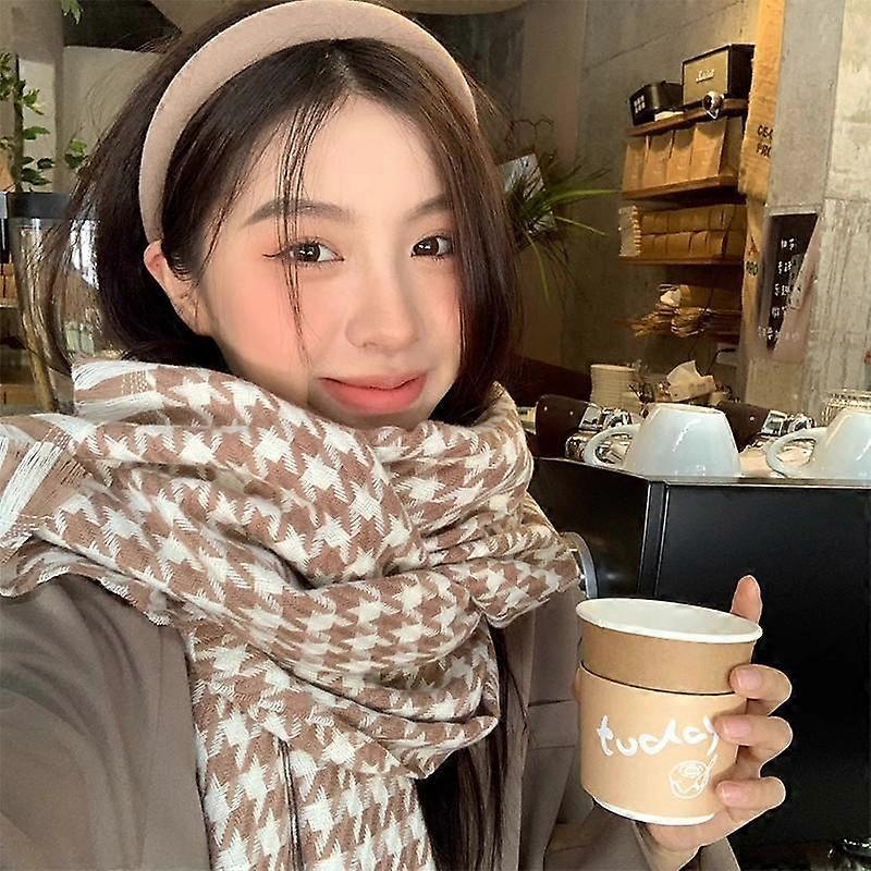 Qianniao Checker Scarf Winter Warmth 2023 New Versatile Korean Edition Student Couple Neck