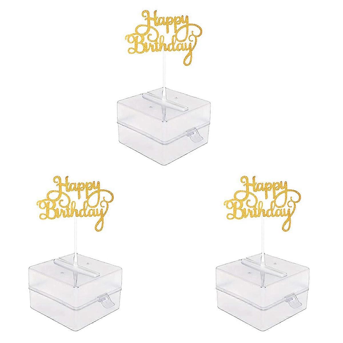 3X Cake Money Box Set, Money Pulling Cake Making Mold,Cake ATM Money Box with Gold Glitter Happy Bir