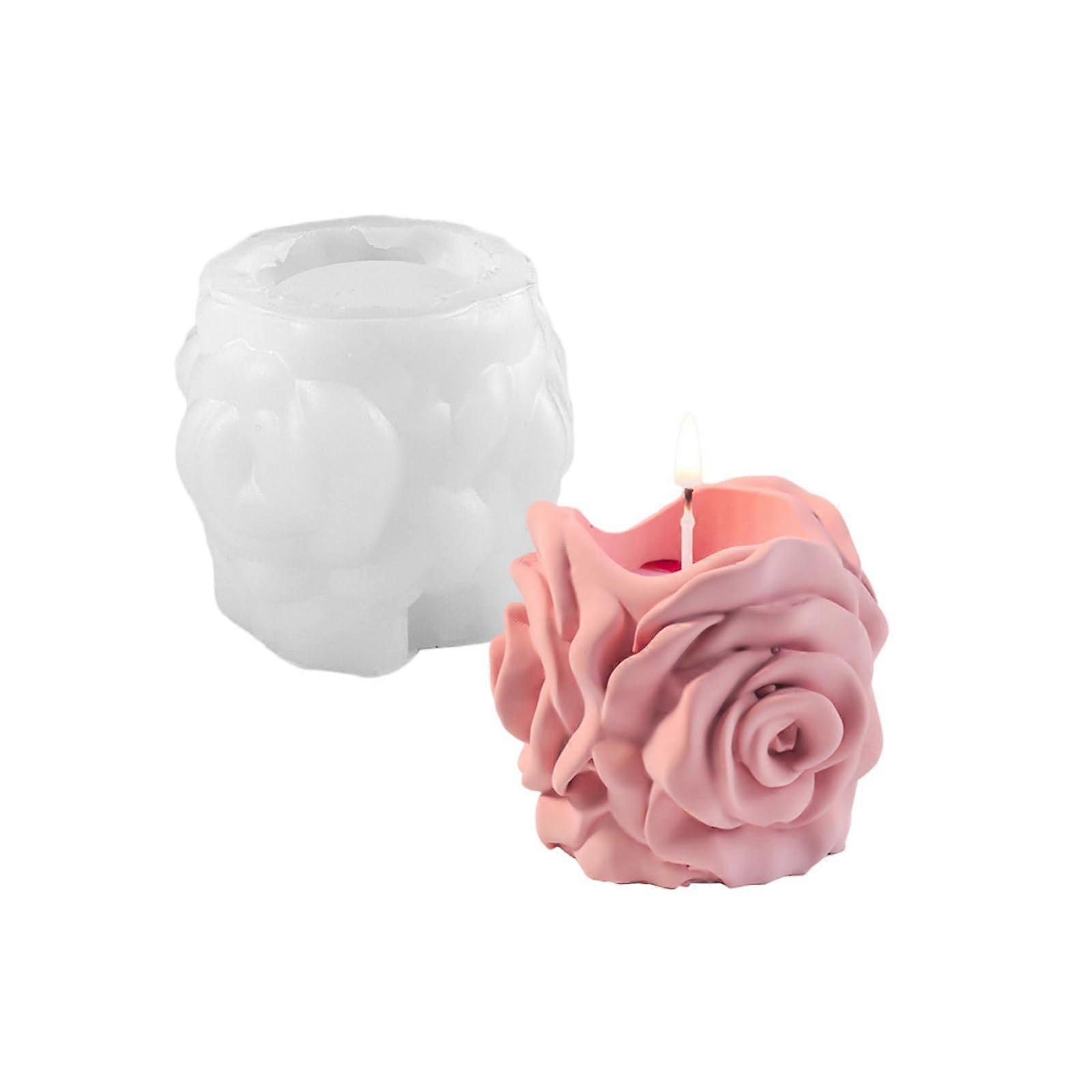 Silicone Brush Holder Rose Shape Flexible Soft Silicone Candle Holder Planter Molds for Craft 10x10cm