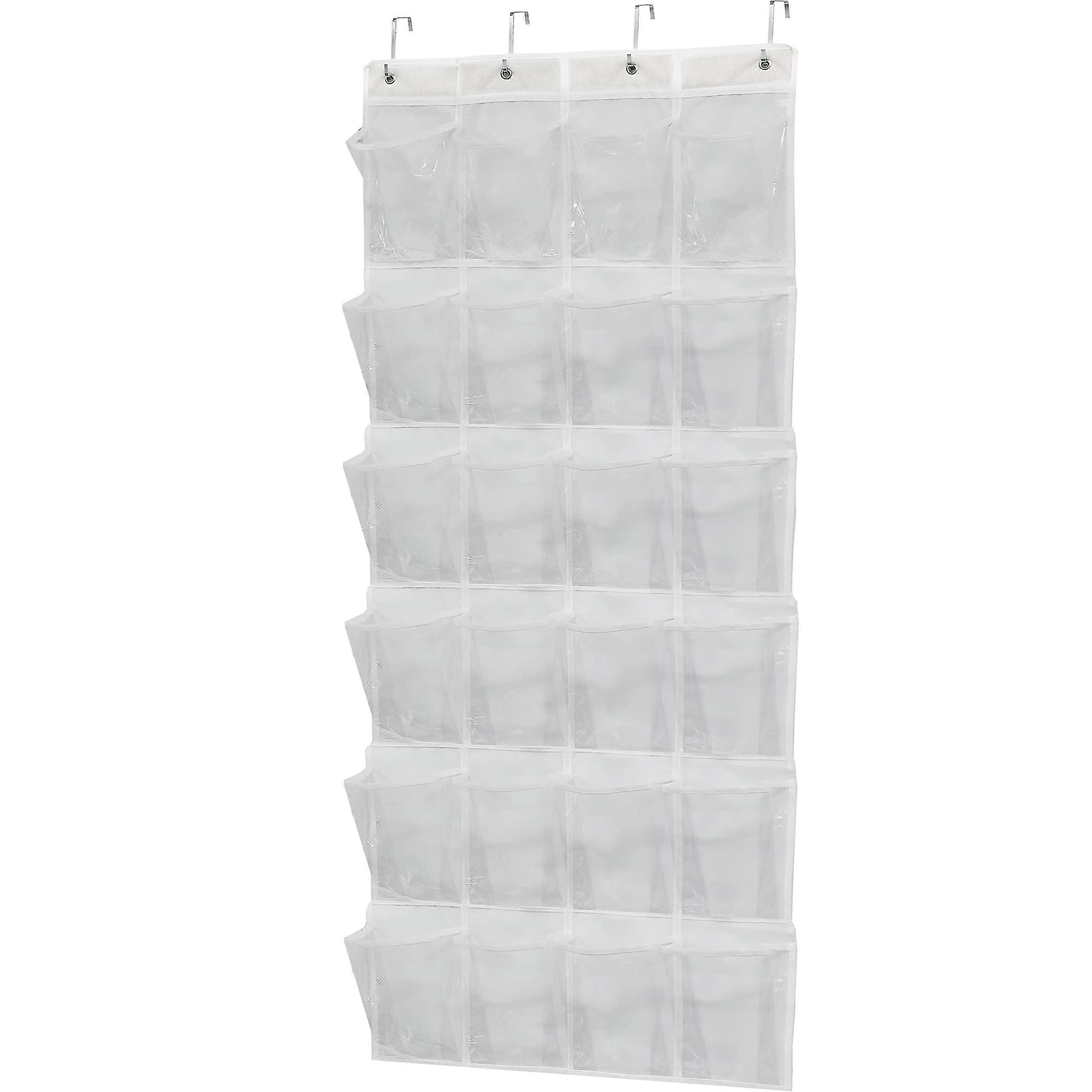Large Clear Over-the-Door Hanging Shoe Organizer with 24 Pockets, Measuring 56 x 22.5, Suitable for Various Shoe Types