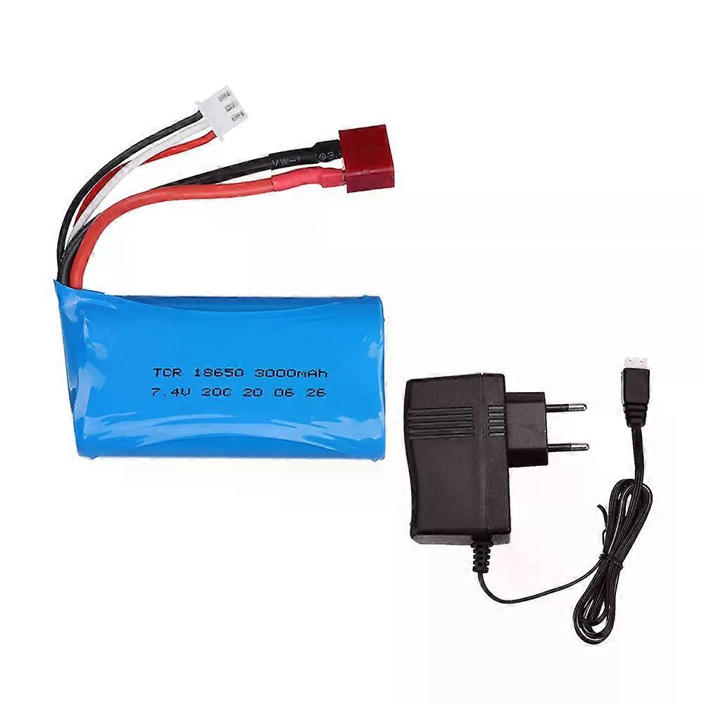 7.4V 3000MAH 18650 lipo Battery 20C 2S for Wltoys 10428 12428 12429 12423 Q46 RC Car Parts charger 7.4 V 3000 MAH battery