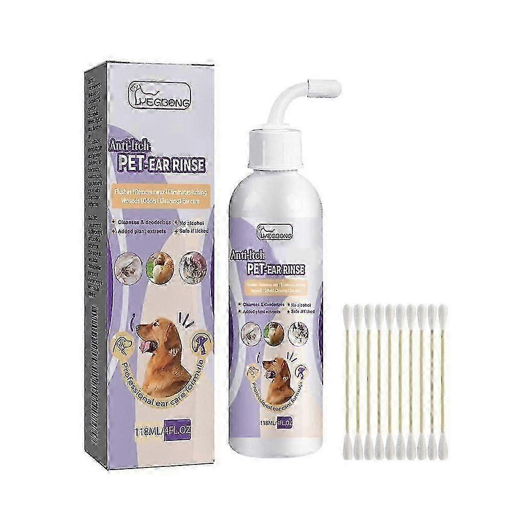 Dog Ear Cleaner Drops 118ml with Cotton Swabs