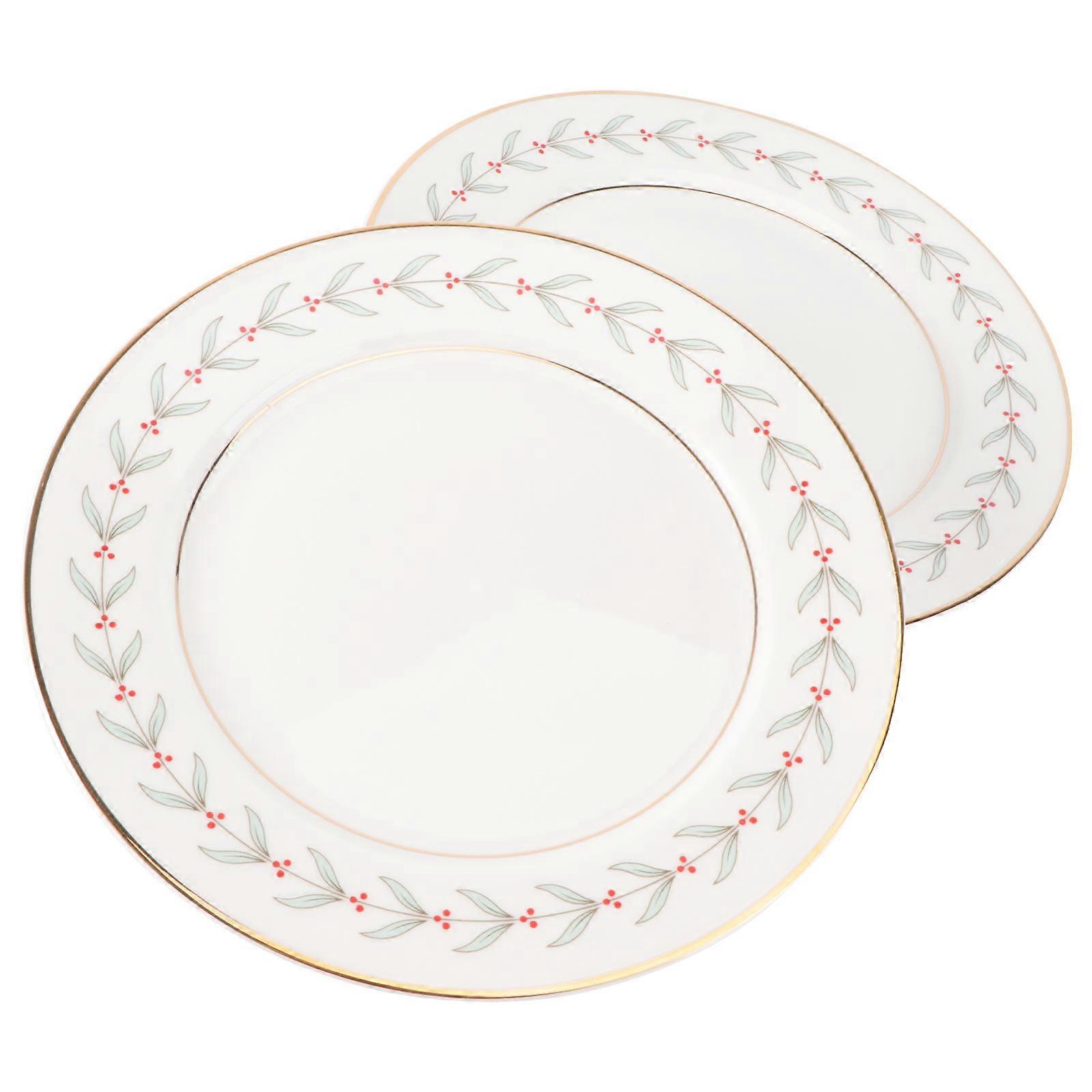 Ceramic Dinner Platter Green Gold Color 20.5x20.5x2cm Retro Design For Kitchen Use 2Set