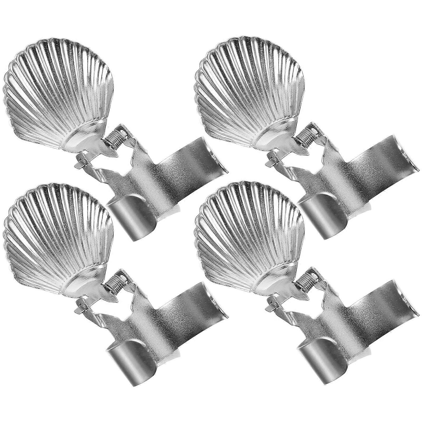 Fire Stopper For Candles Metal Candle Snuffer Prevents Wick Smoldering Silver Shell Shape 4Pcs