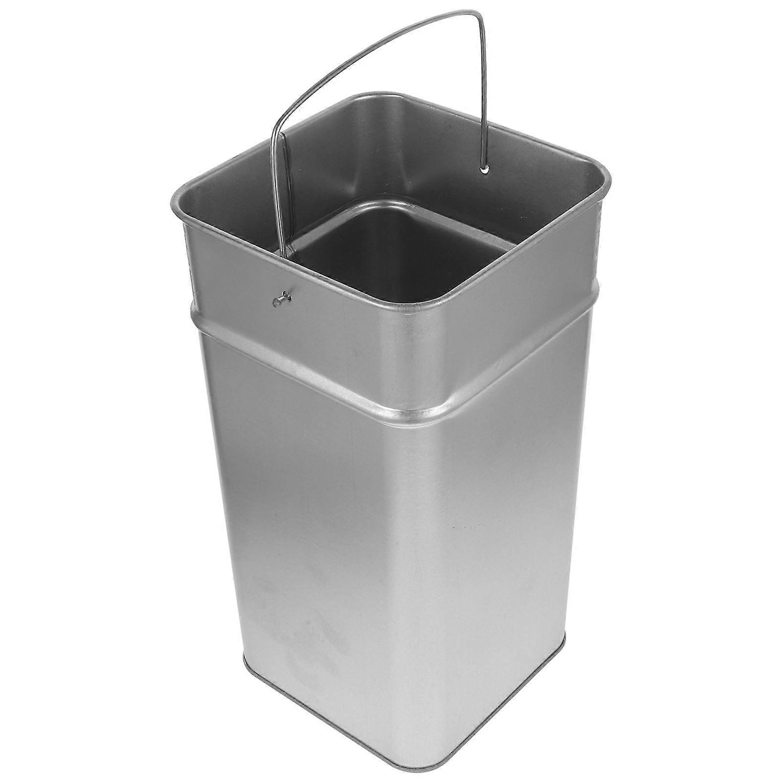 Outside Bin Metal Trash Can Multipurpose For Kitchen Silver 17X32CM Square Bottom 1Pcs