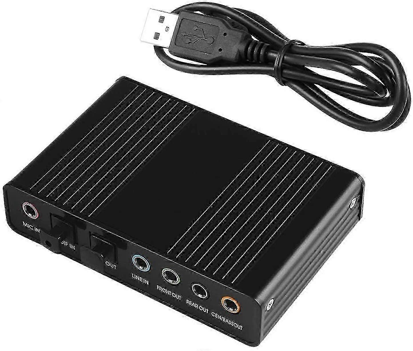 6 Channel 5.1 Surround Optical S/PDIF Audio Adapter, USB 2.0 External Sound Card for PC and Laptop Recording Use