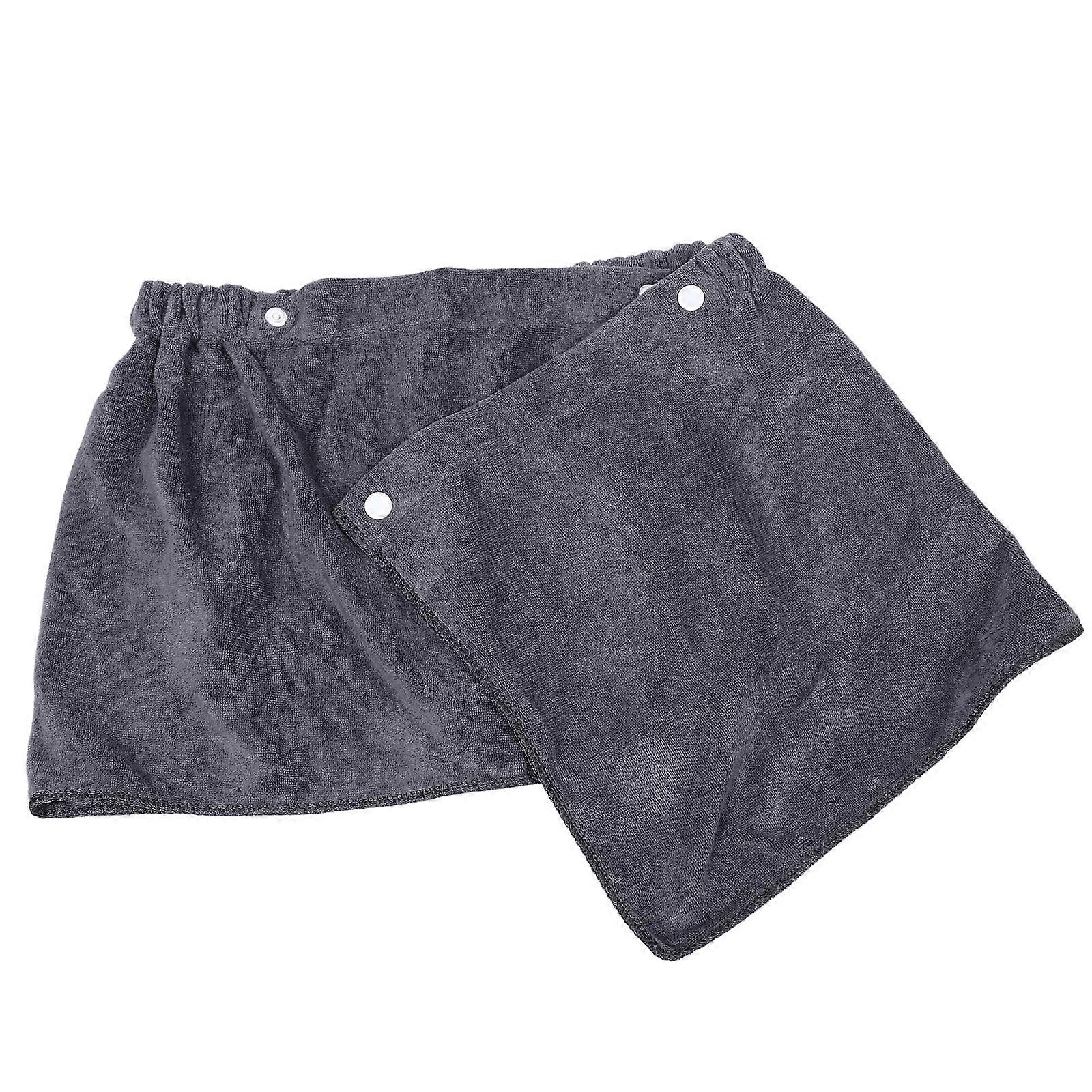 Adjustable Men Shower Towel Short Pants Polyester Wearable Design For Bathing Spa Grey 1Set