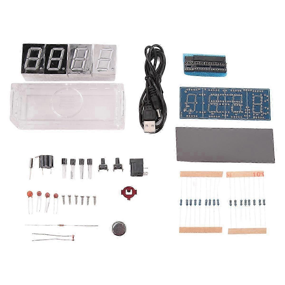 2025 Latest Model DIY Digital LED Clock Kit 4-Digit Light Control Temperature