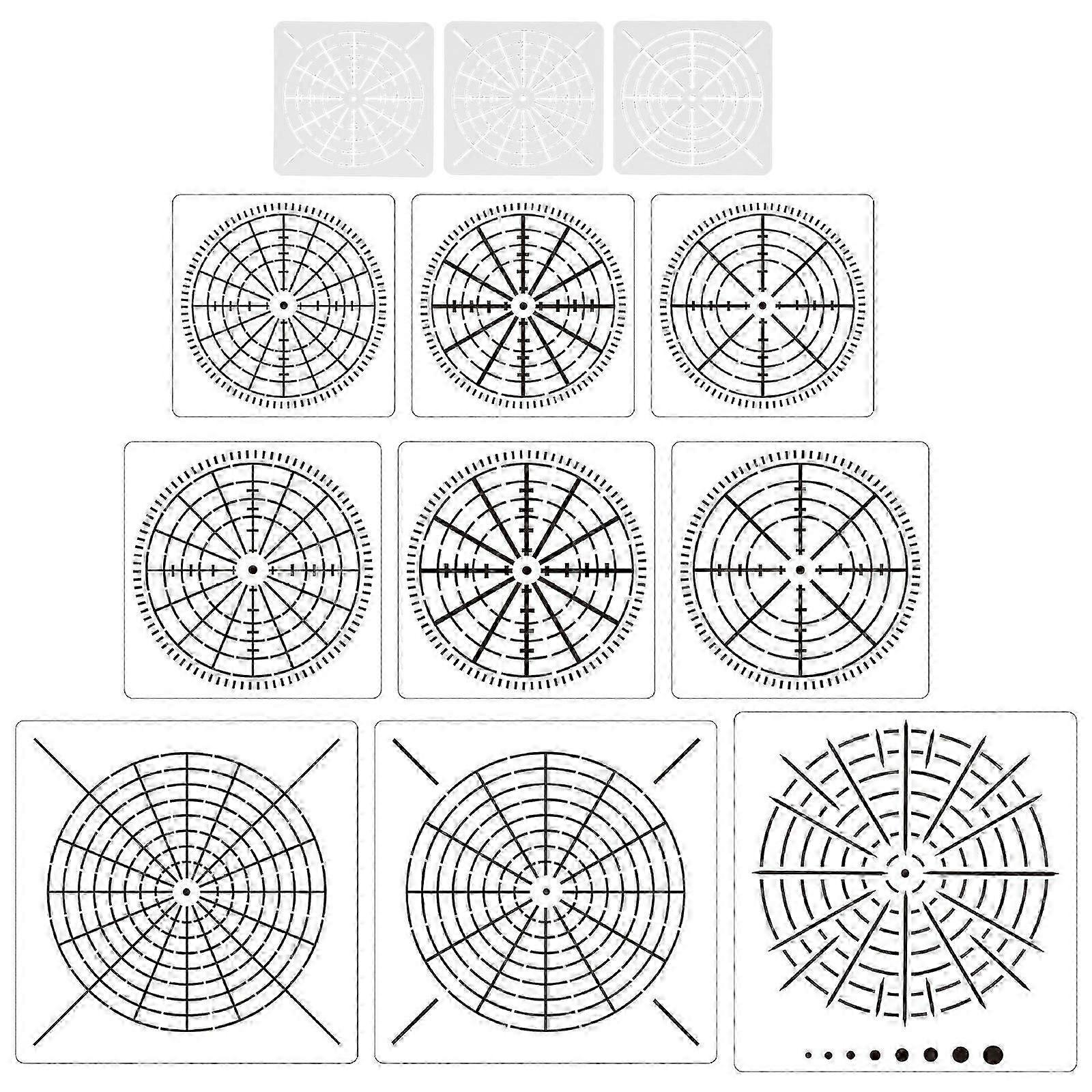 2025 Latest Model 12Pcs Geometric Dot Painting Stencils 16 Segment Geometric