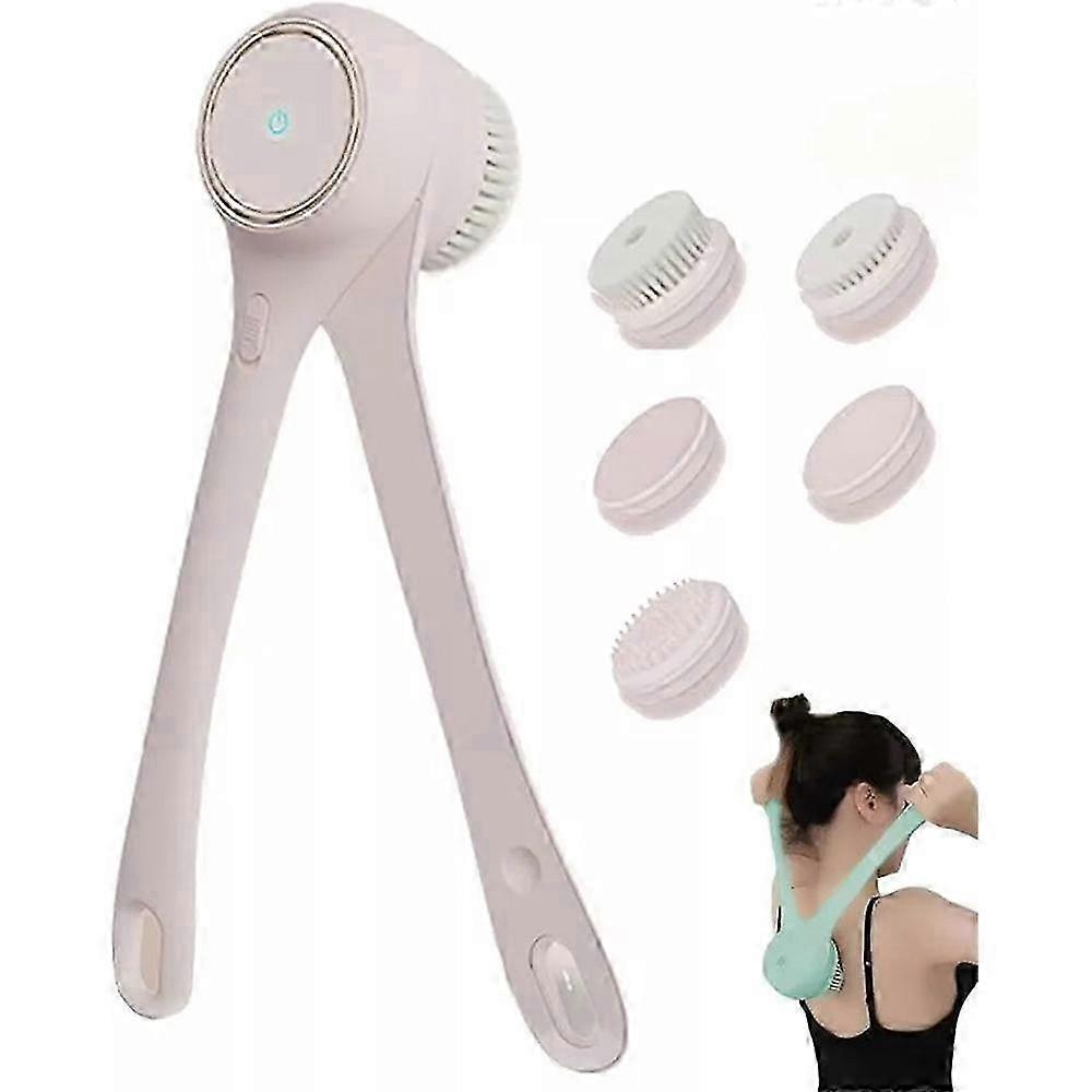 Spazzola da bagno a manico lungo con 5 testine - Potente strumento per strofinare, esfoliare e massaggiare per 