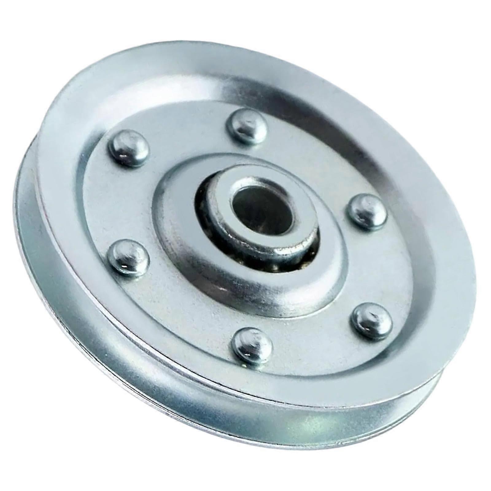 Installation of a heavyduty pulley wheel for a garage door.