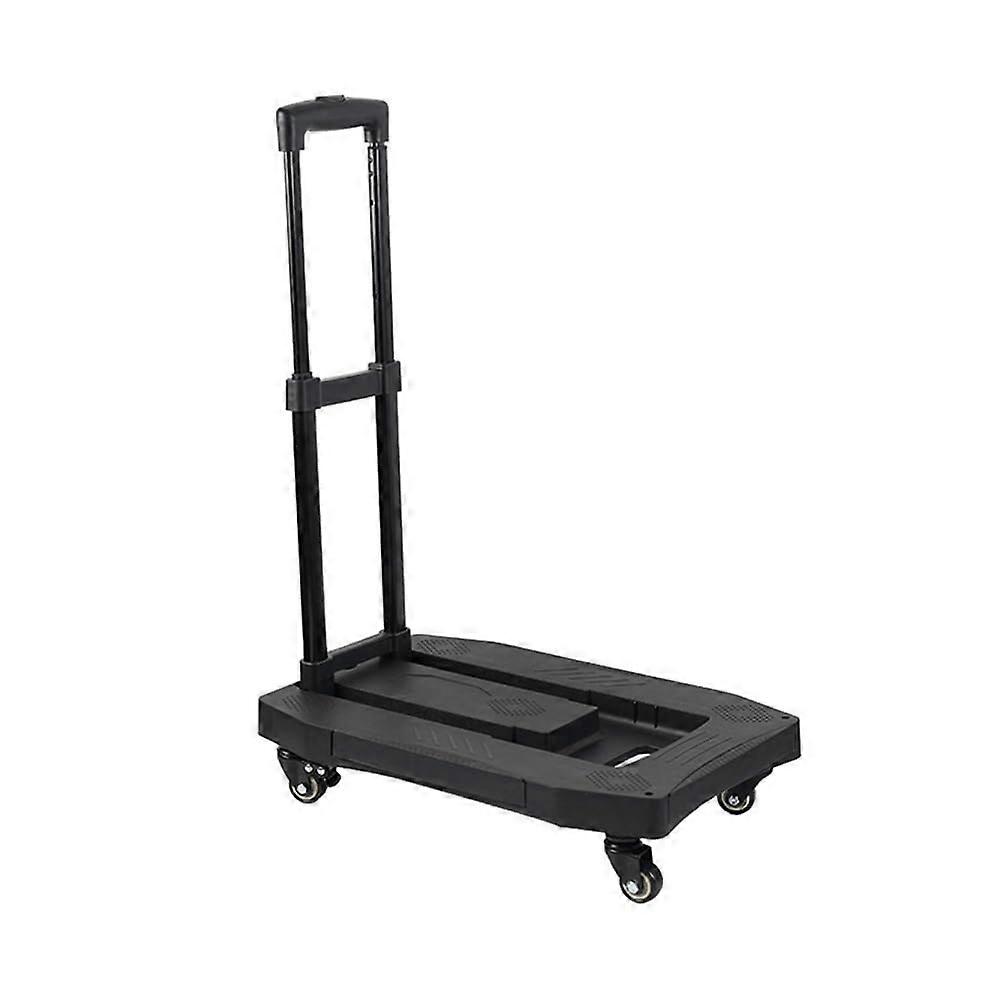 Platform Wagon Household Hand Cart, Collapsible Portable Trolley, Compact Express Flatbed Trailer with Pull Handle for Transport