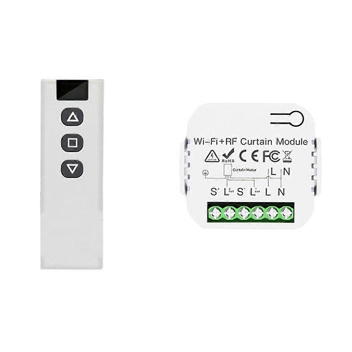 Tuya Smart Life WiFi 433Mhzブラインドカーテンスイッチ、電動ローラーシャッター制御用RFリモート付き