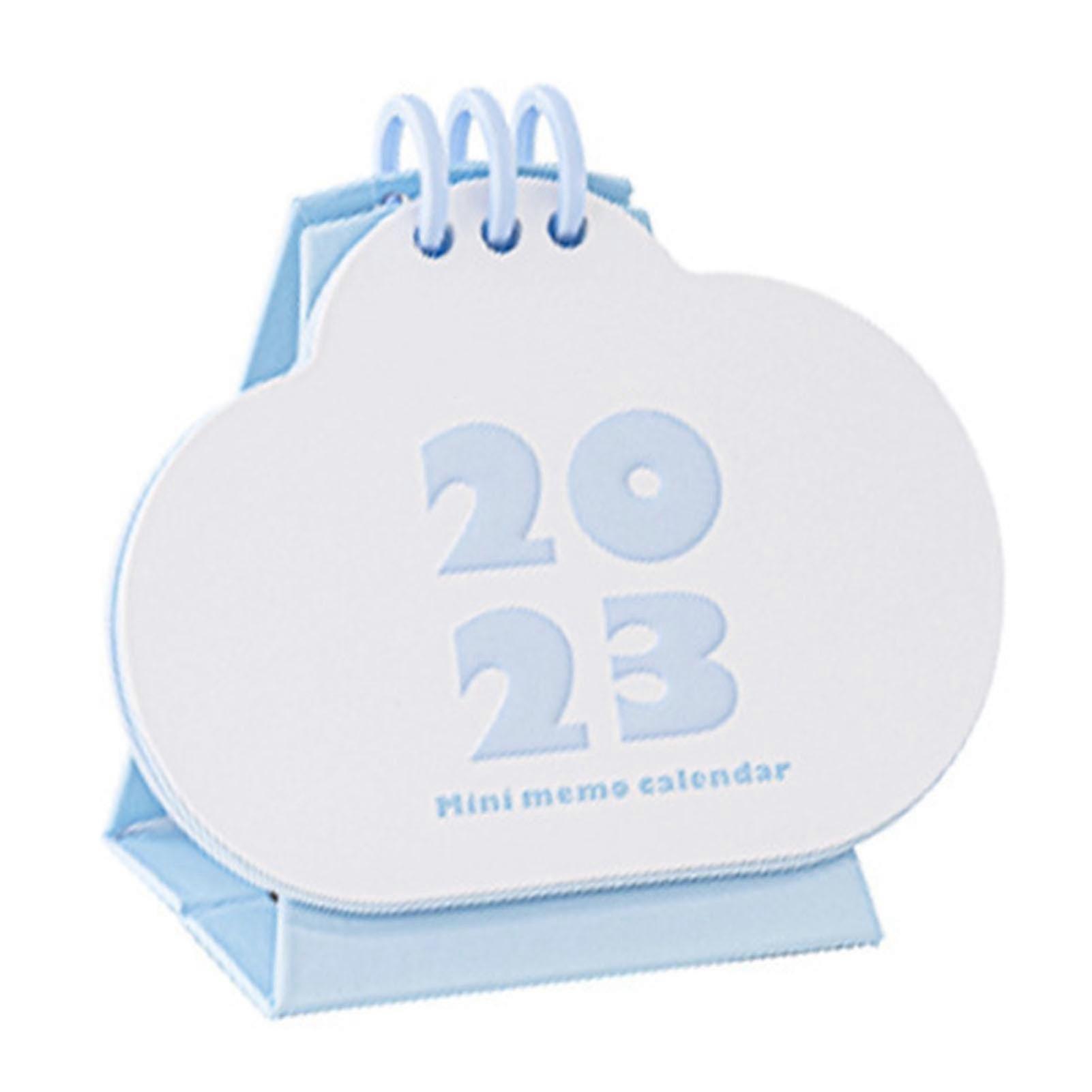 2023 Cute Mini Desk Calendar with Flip Coil Binding for Home and Bedroom in Cloud Blue