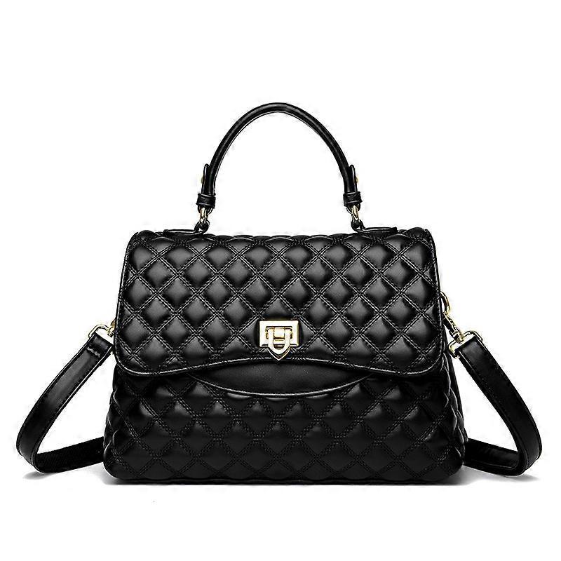 A fashionable small square bag that can be carried on the shoulder or in the hand, with items stored in different categories