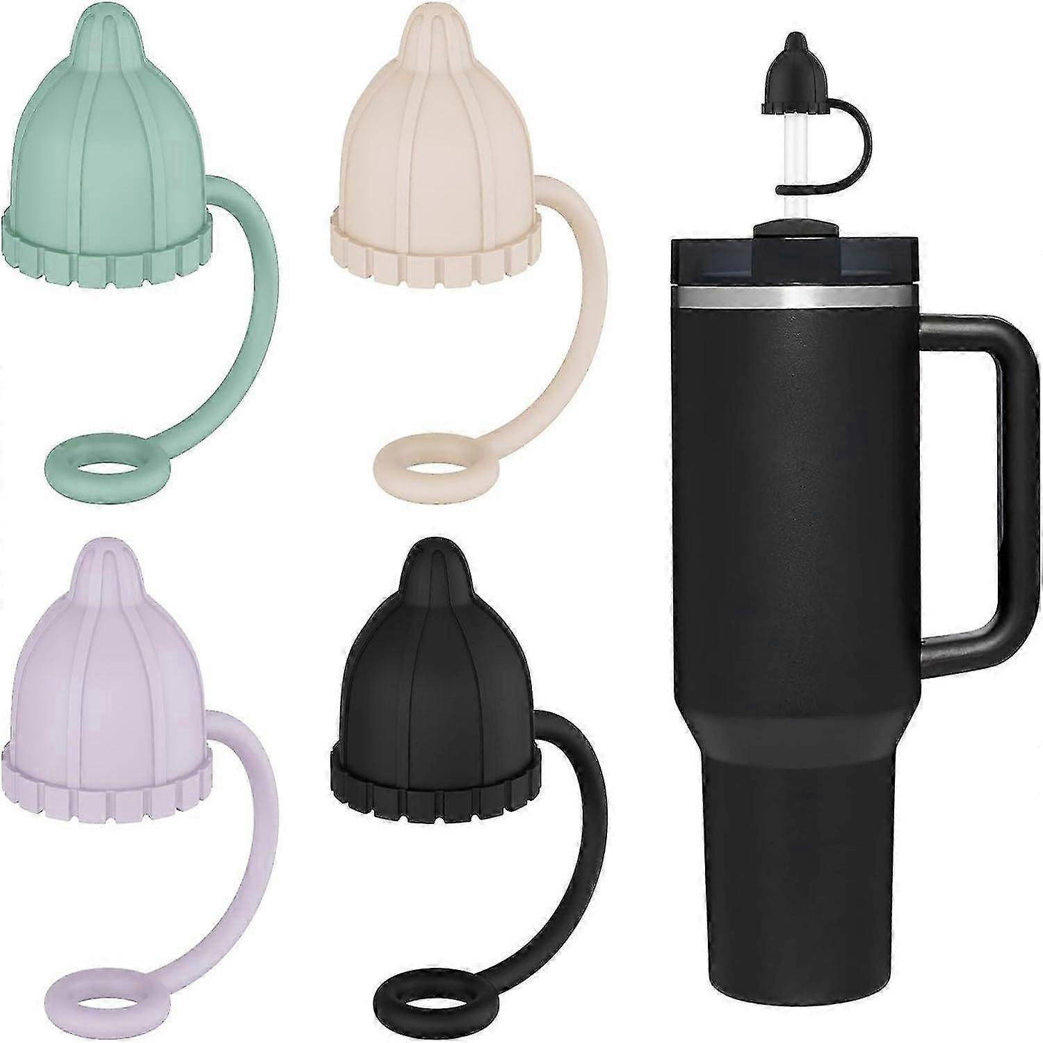 4Pcs Straw Cover Cap for Stanley Cup,Silicone Straw Topper Compatible with 20-40 Oz Tumbler with Handle,Simple Modern,Yeti,Hydroflask and other 6-10mm