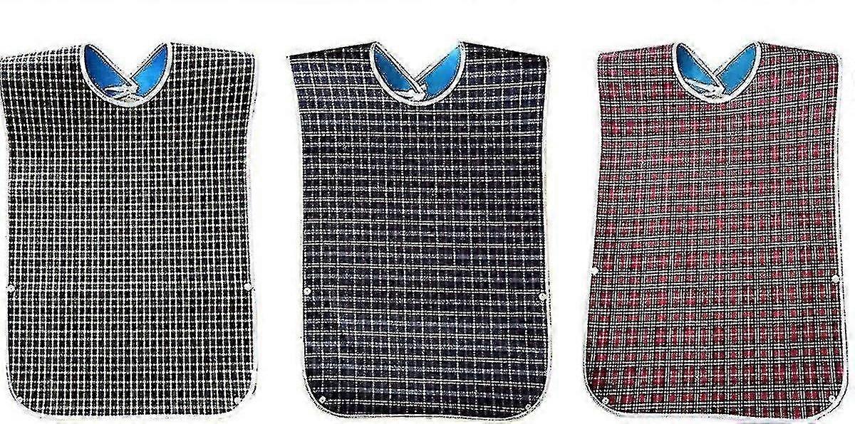 3 Pack Adult Bibs Waterproof Crumb Catcher Reusable