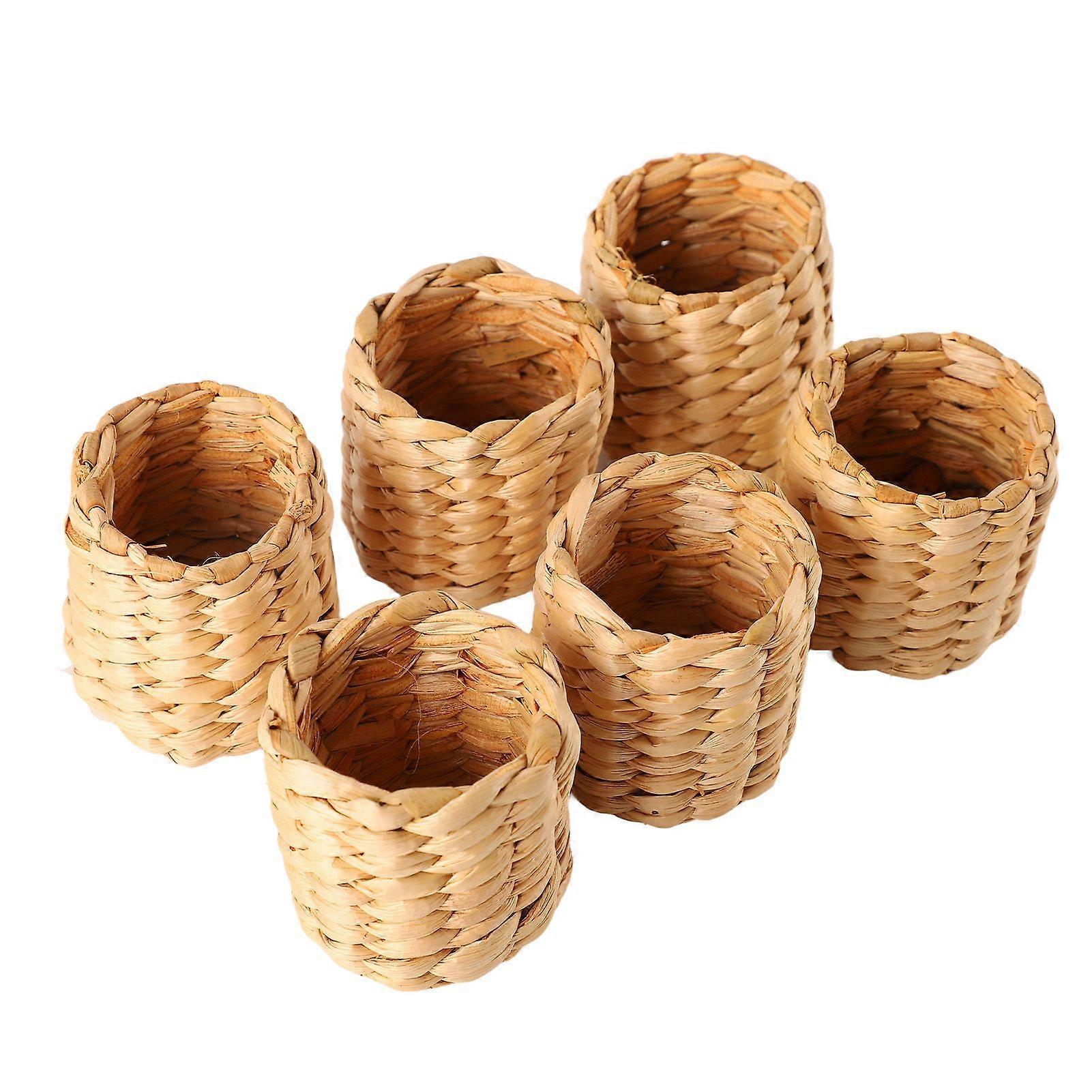 2025 Latest Model  6Pcs Woven Napkin Ring Retro Rustic Style Strong Durable