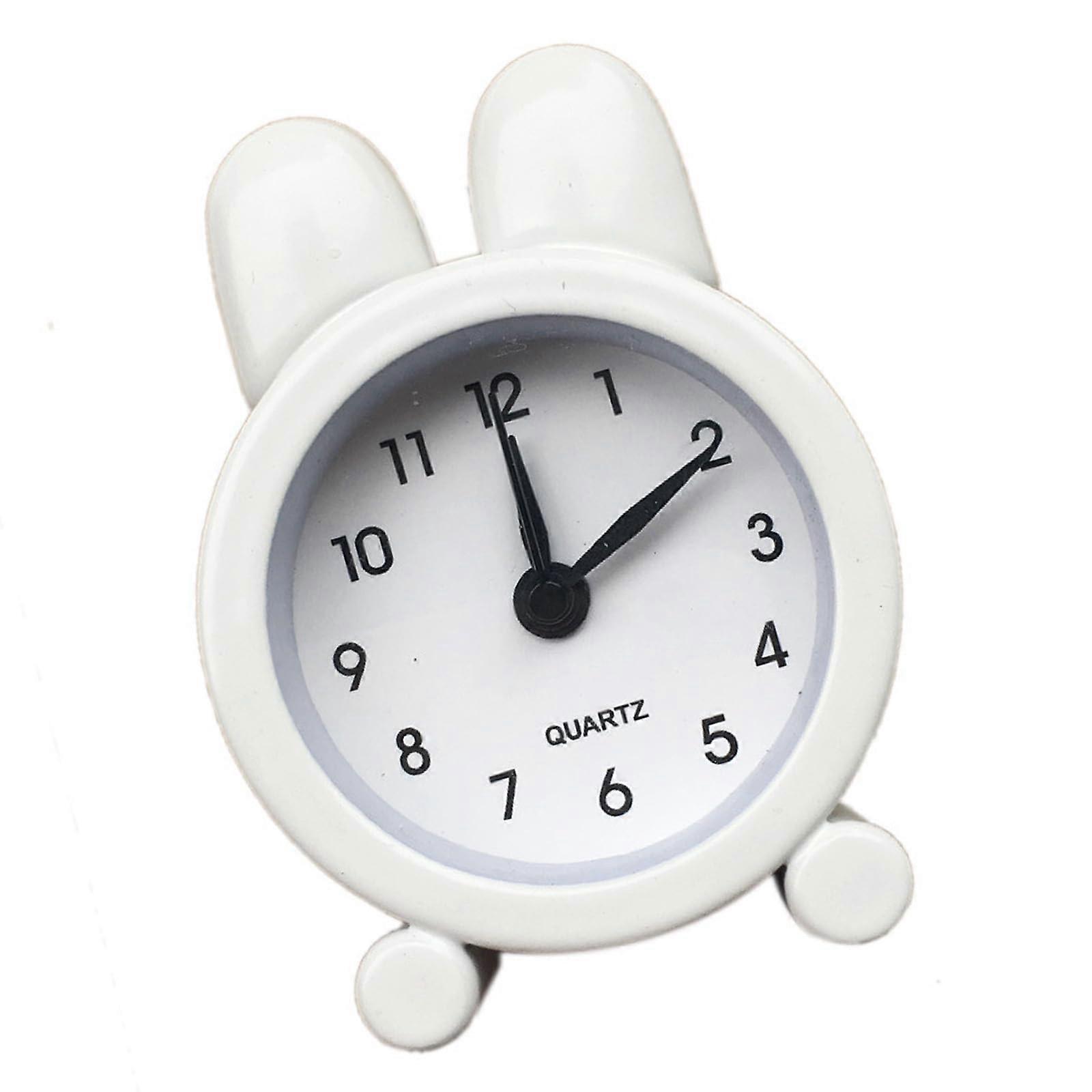 Playful Rabbit Alarm Clock Quiet Bedside Clock For Kids And Adults With Practical Functions White